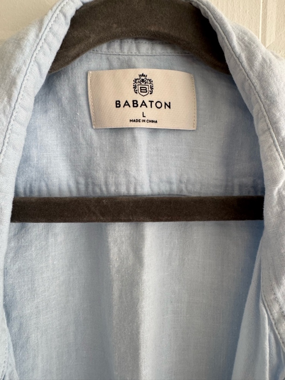 Light Blue Linen utility shirt - Picture 3 of 5